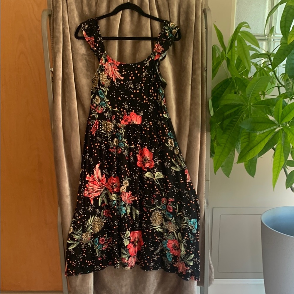 Maurices Black and Orange Midi Sundress Sleeveless